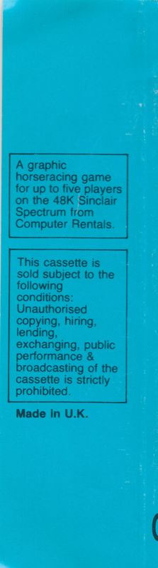 Back Cover for Derby Day (ZX Spectrum)