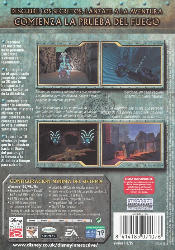 Back Cover for Disney's Atlantis: The Lost Empire - Trial by Fire (Windows)