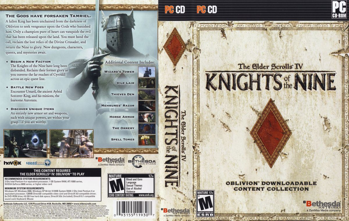 Full Cover for The Elder Scrolls IV: Knights of the Nine (Windows)