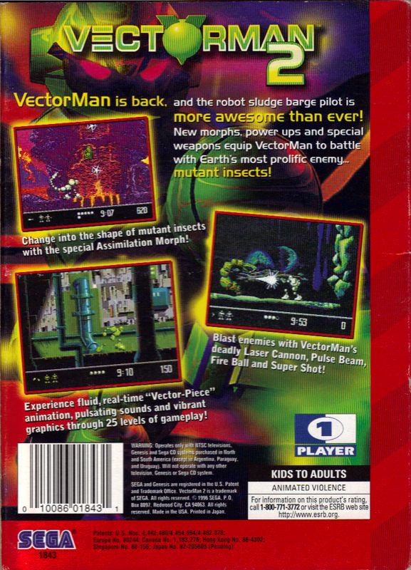 Back Cover for Vectorman 2 (Genesis)
