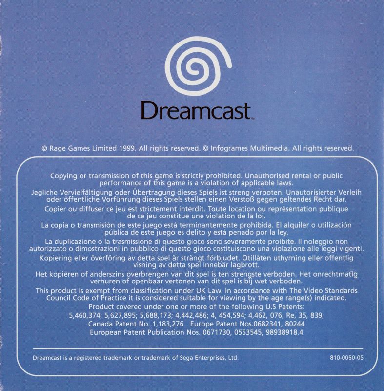 Manual for Expendable (Dreamcast): Back
