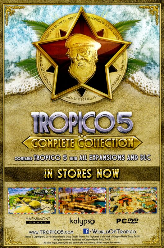 Other for Offworld Trading Company (Macintosh and Windows): Flyer with the Steam key and an advertising for Tropico 5 Complete Collection - Back