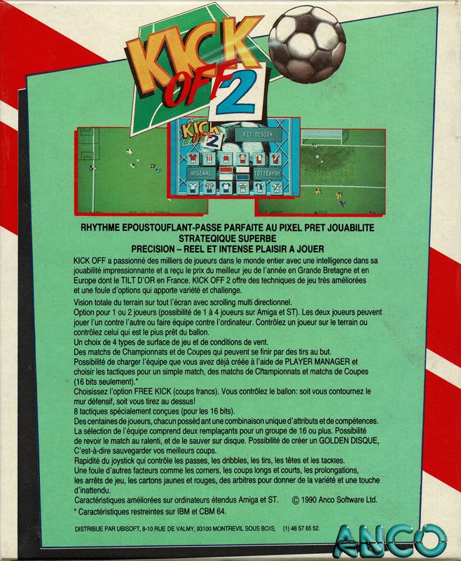 Back Cover for Kick Off 2 (Atari ST) (Contains also 'World Cup 90' on the same disk.)