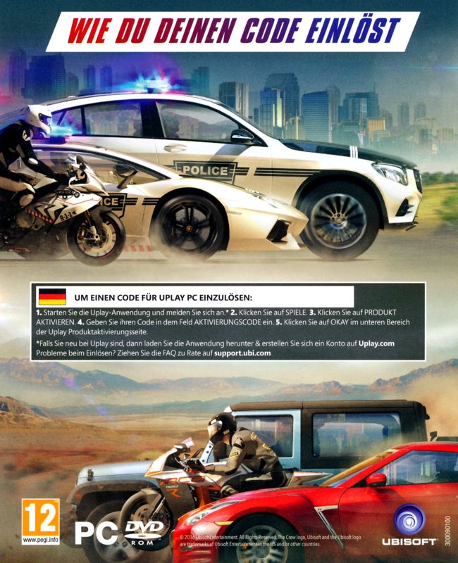 Other for The Crew: Ultimate Edition (Windows): Flyer with game codes for the main game, the two expansions and the season pass - Back