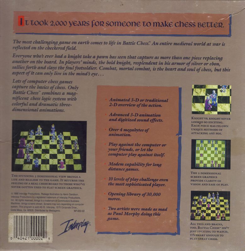 Back Cover for Battle Chess (DOS) (Original release)