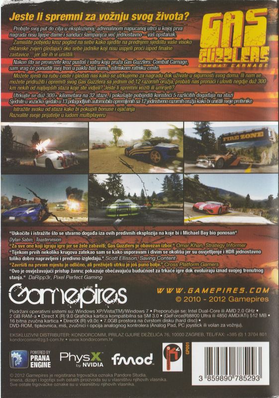 Back Cover for Gas Guzzlers: Combat Carnage (Windows)