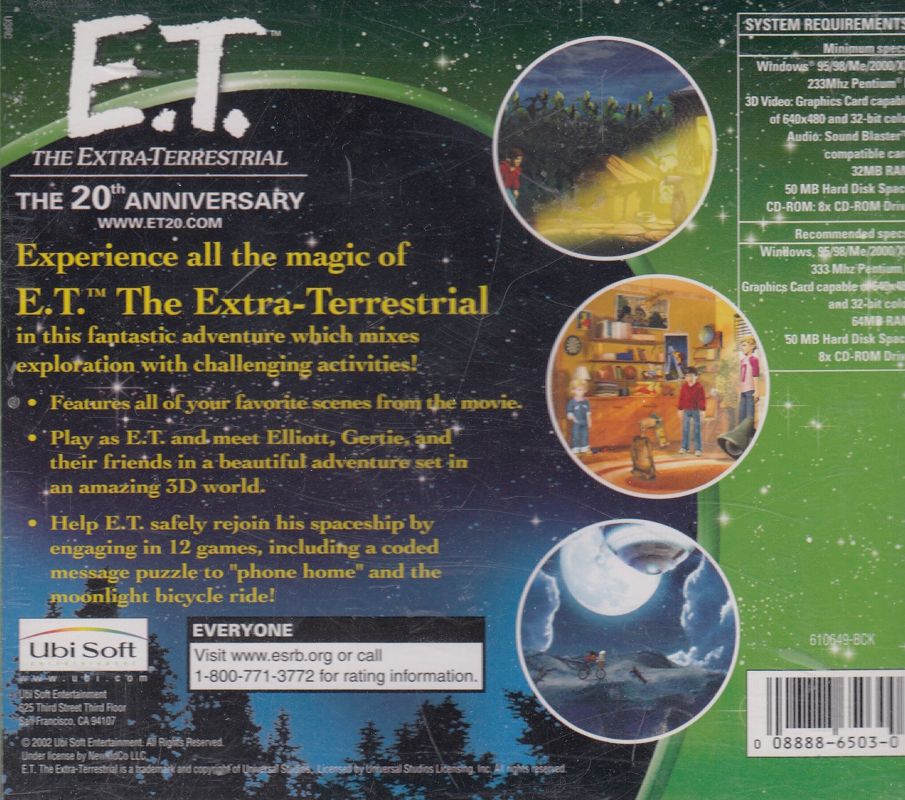 Back Cover for E.T.: Phone Home Adventure (Windows)