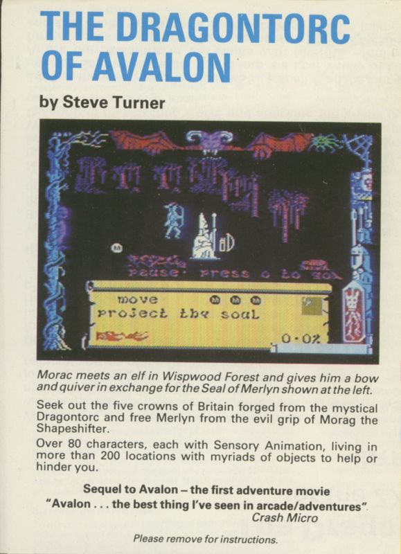 Back Cover for Dragontorc (ZX Spectrum)