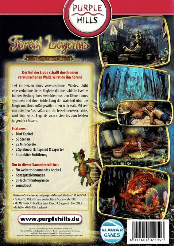 Back Cover for Forest Legends: The Call of Love (Collector's Edition) (Windows) (Purple Hills release)