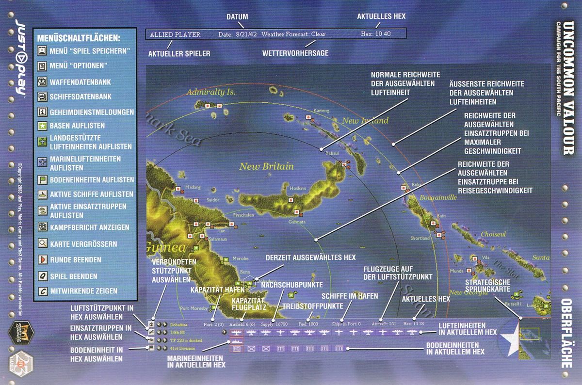 Reference Card for Uncommon Valor: Campaign for the South Pacific (Windows): Back
