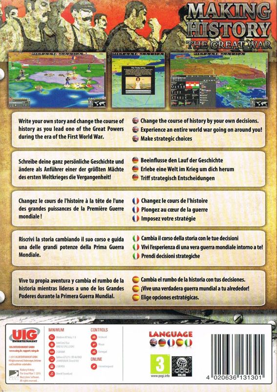 Back Cover for Making History: The Great War (Windows)