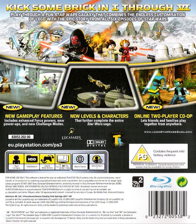 Back Cover for LEGO Star Wars: The Complete Saga (PlayStation 3)