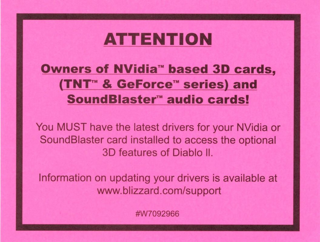Extras for Diablo II (Macintosh and Windows): Notice