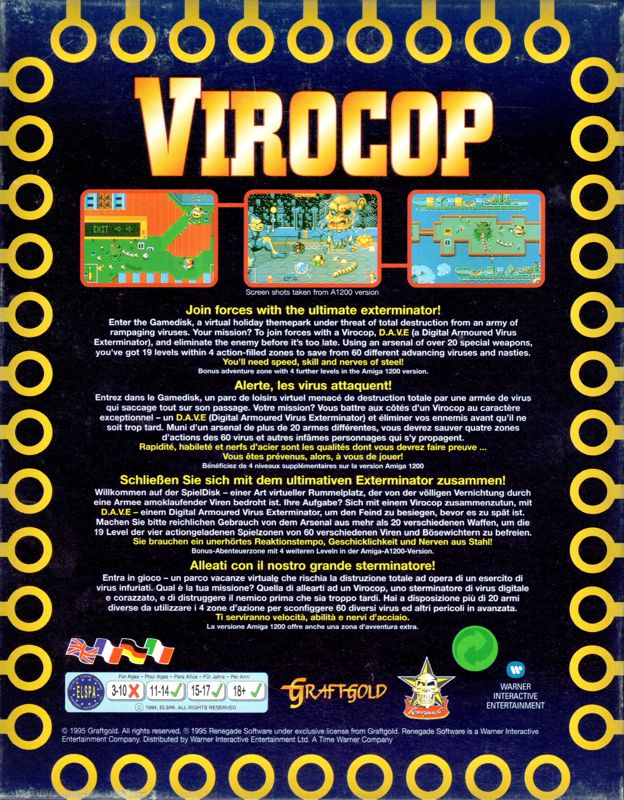 Back Cover for Virocop (Amiga)