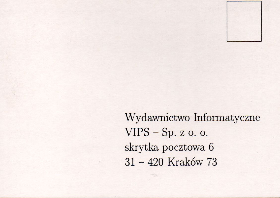 Extras for Magiczne Karty (DOS): Registration Card - Side B