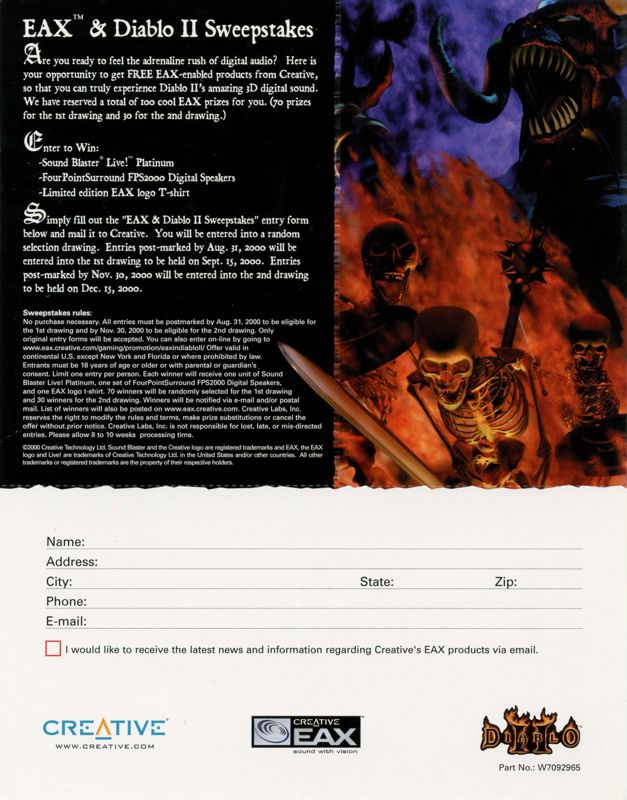 Advertisement for Diablo II (Macintosh and Windows): Creative - Front