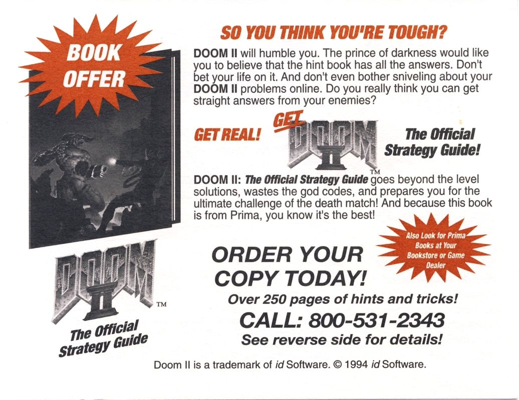 Advertisement for Doom II (DOS) (CD-ROM Version): Strategy Guide - Front