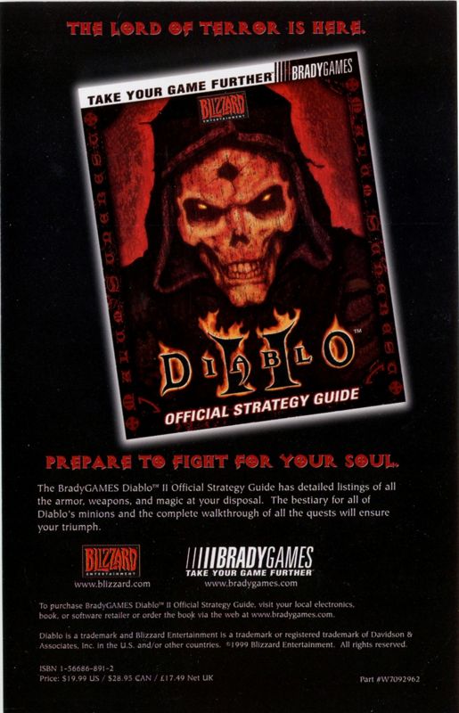 Advertisement for Diablo II (Macintosh and Windows): Strategy Guide