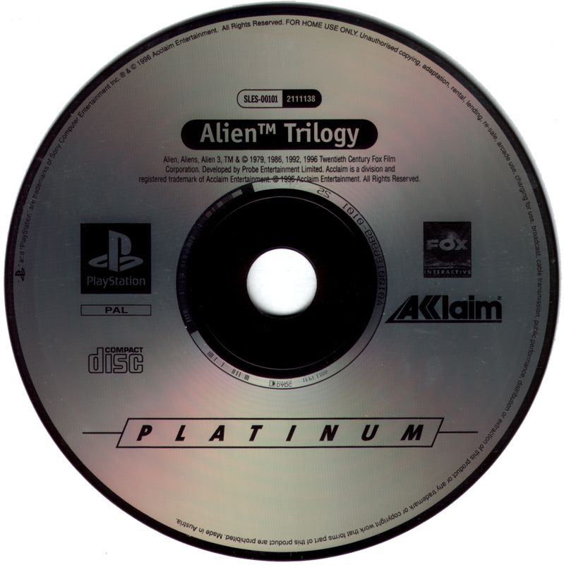 Media for Alien Trilogy (PlayStation) (Platinum Release)