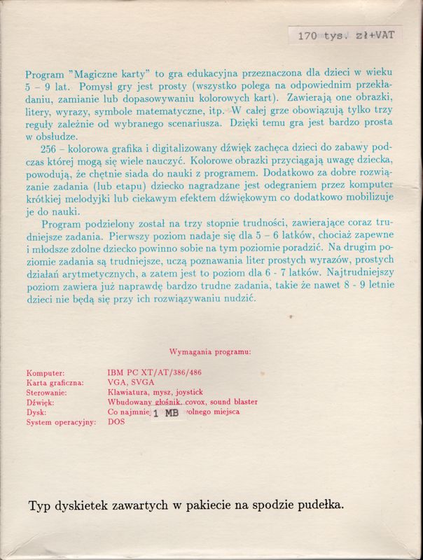 Back Cover for Magiczne Karty (DOS)