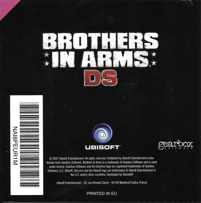 Manual for Brothers in Arms DS (Nintendo DS): Back
