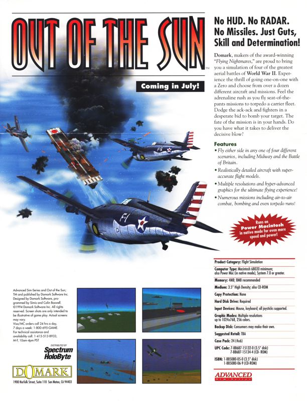 Advertisement for Flying Nightmares (Macintosh) (CD-ROM Edition release): Out of the Sun
