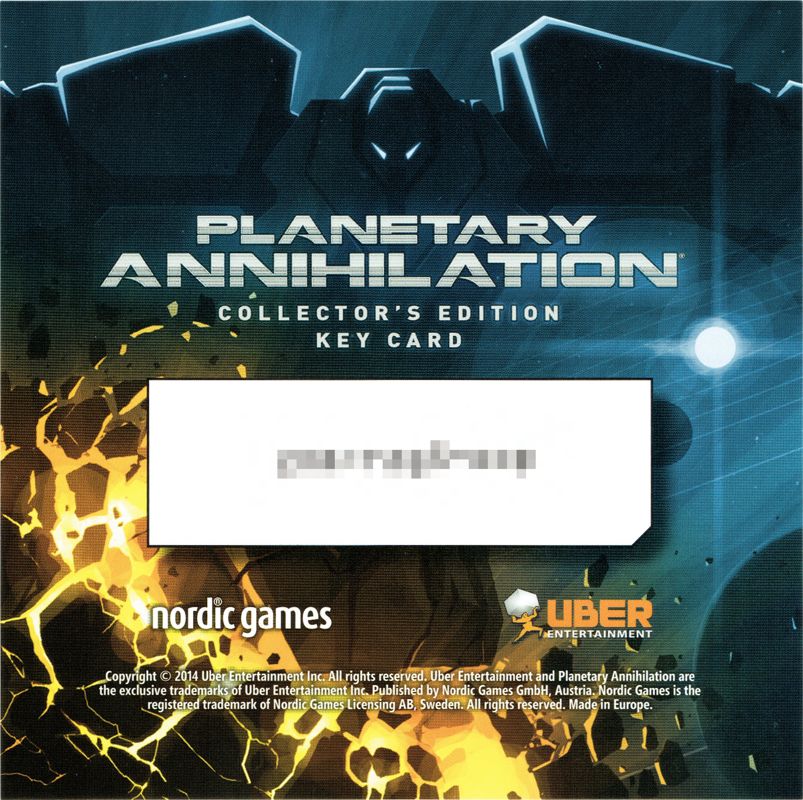 Other for Planetary Annihilation (Collector's Edition) (Linux and Macintosh and Windows): DLC Code