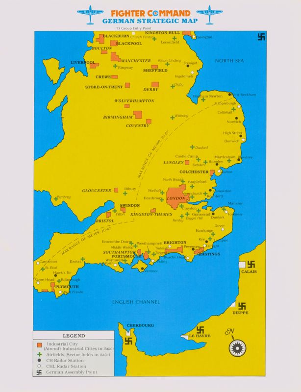 Map for Fighter Command: The Battle of Britain (Commodore 64): German Strategic Map - Front