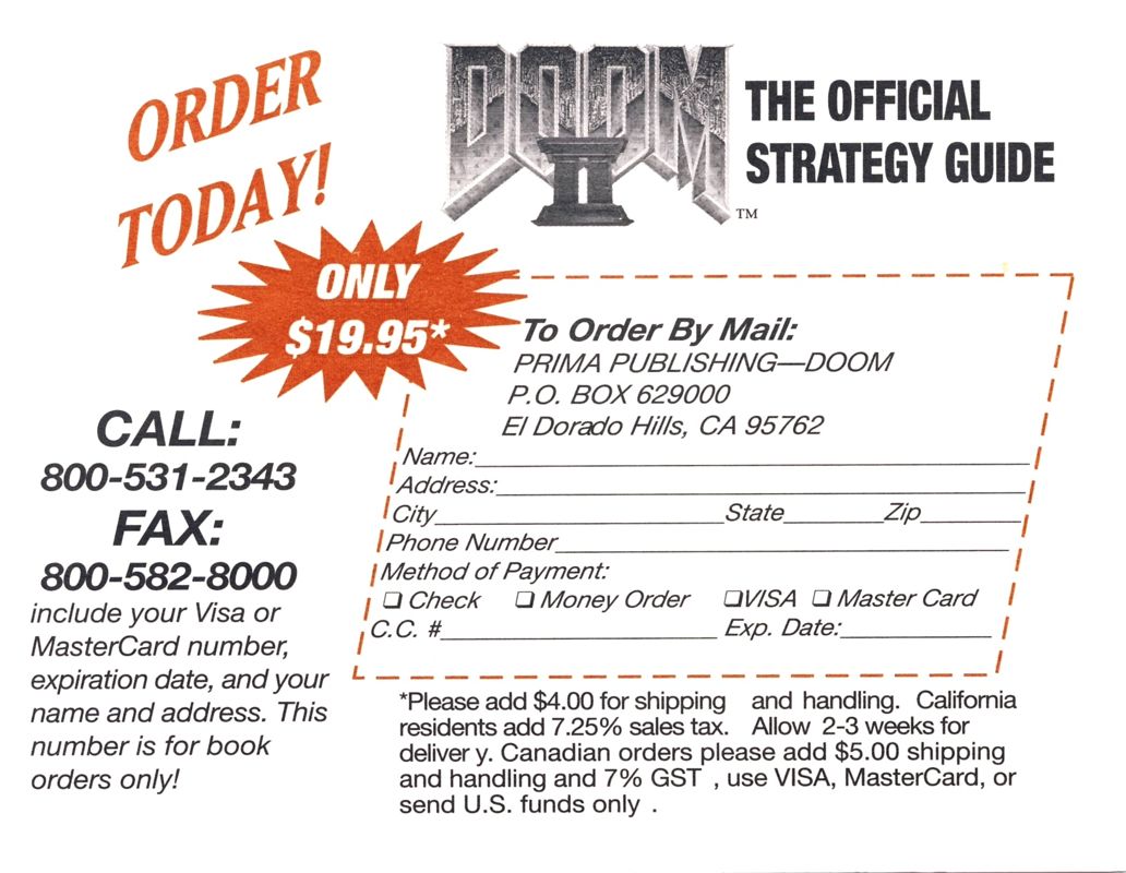 Advertisement for Doom II (DOS) (CD-ROM Version): Strategy Guide - Back