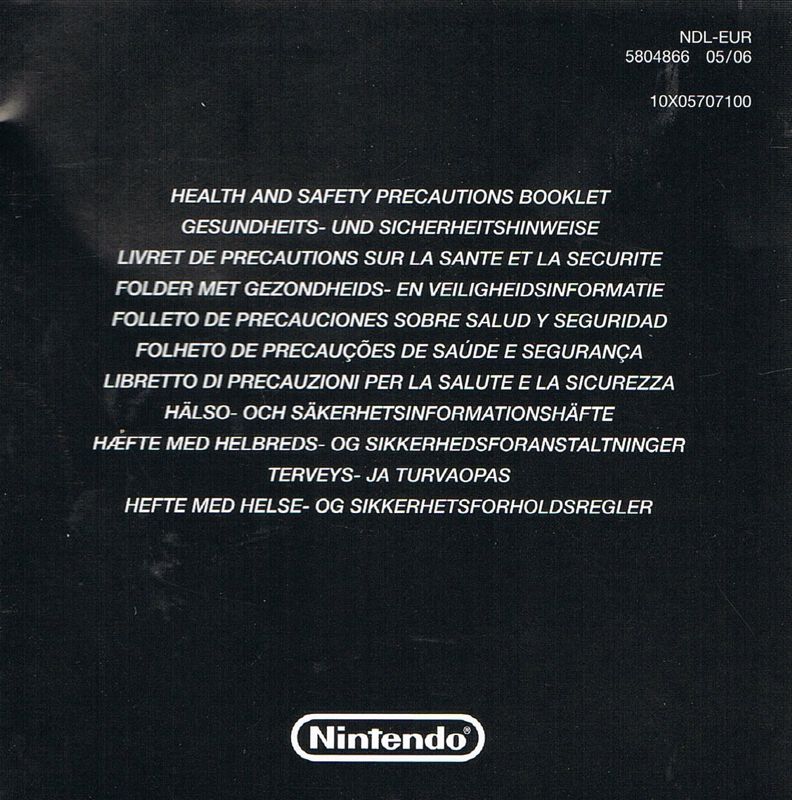 Extras for The Sims 3 (Nintendo DS): Health and Safety Precautions Booklet - Front