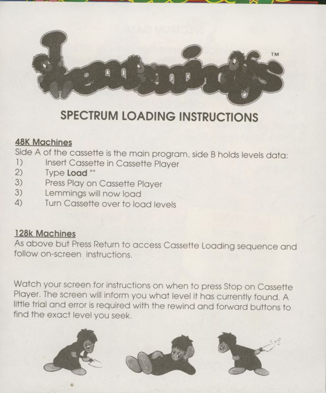 Extras for Lemmings (ZX Spectrum): Loading Instruction
