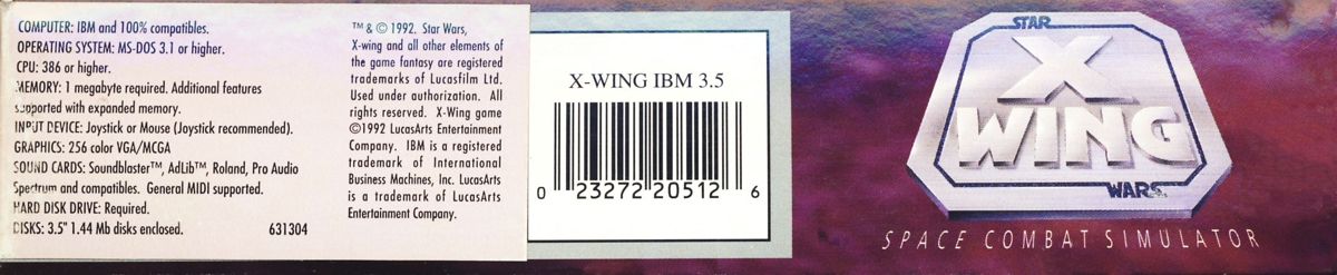 Spine/Sides for Star Wars: X-Wing (DOS): Bottom