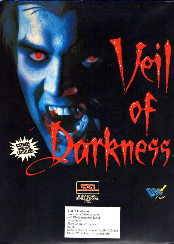 Front Cover for Veil of Darkness (DOS) (Budget release that came in a cardboard envelope. Back cover has no cover art)