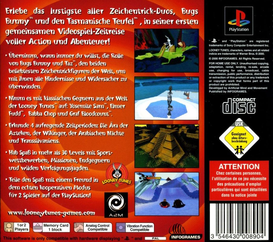 Back Cover for Bugs Bunny & Taz: Time Busters (PlayStation)