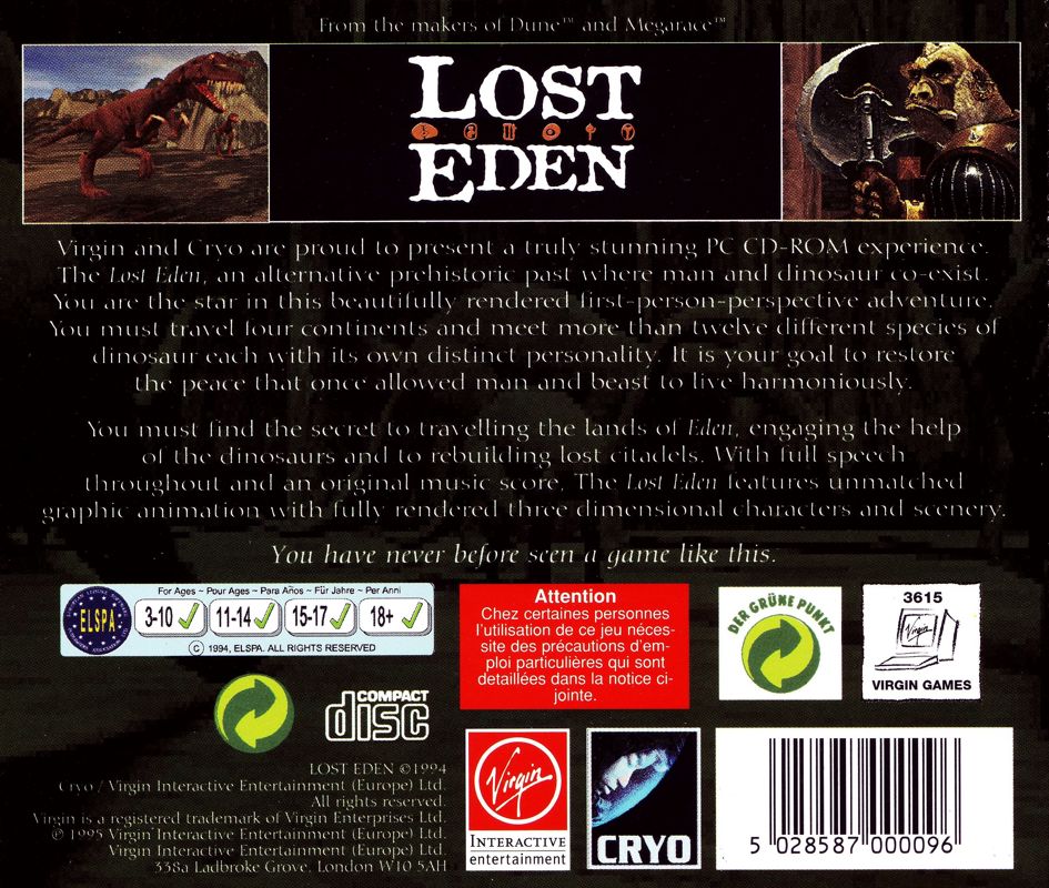 Other for Lost Eden (DOS) (White Label release): Jewel Case - Back