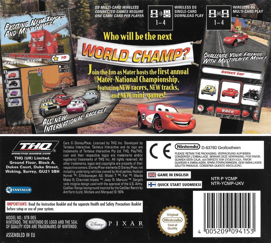 Back Cover for Disney•Pixar Cars: Mater-National Championship (Nintendo DS)
