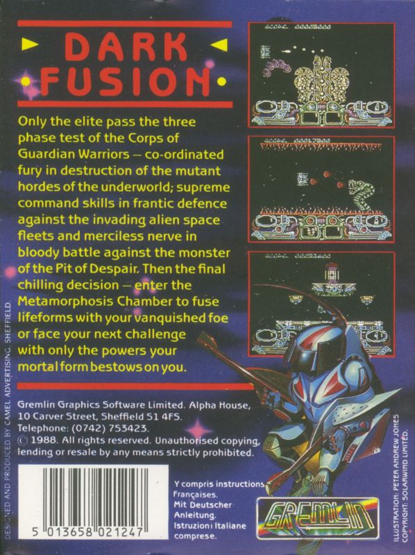 Back Cover for Dark Fusion (ZX Spectrum)