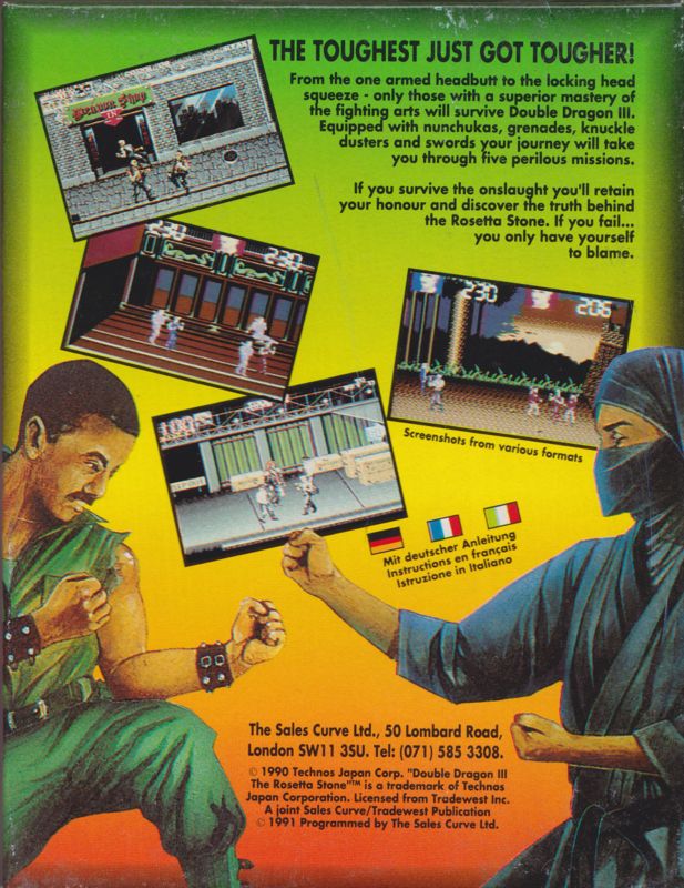 Back Cover for Double Dragon 3: The Rosetta Stone (ZX Spectrum)