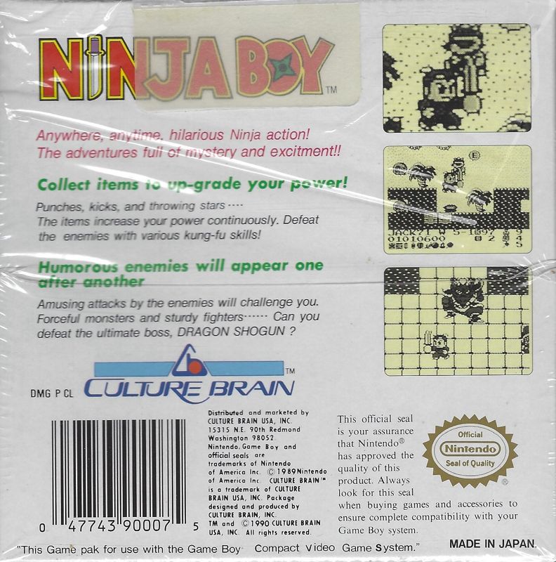 Back Cover for Ninja Boy (Game Boy)