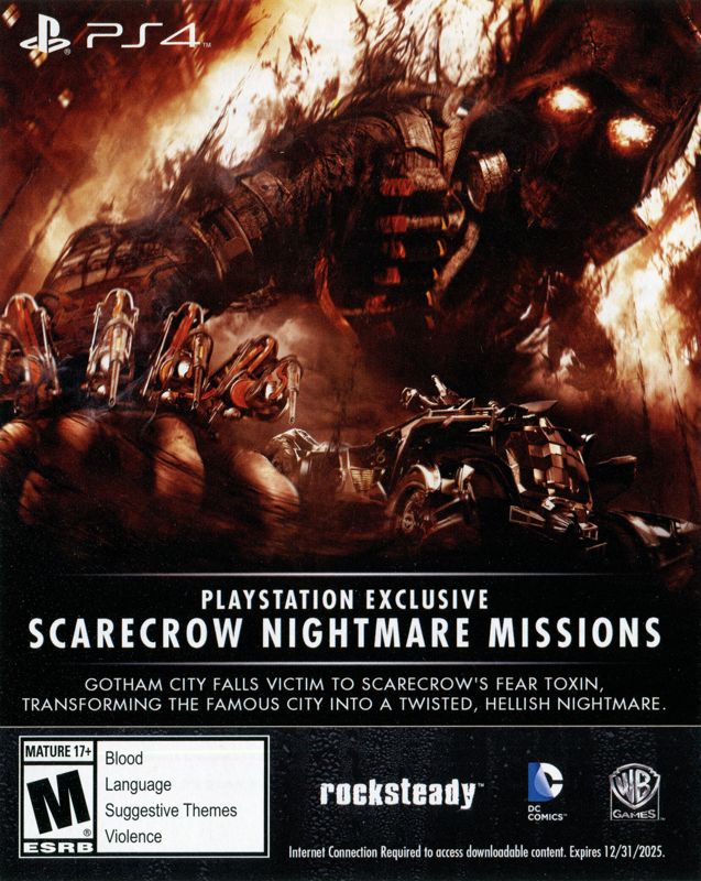 Other for Batman: Arkham Knight (PlayStation 4): Scarecrow Nightmare Missions DLC Voucher