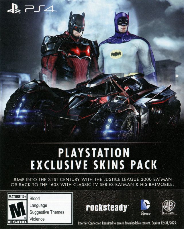 Other for Batman: Arkham Knight (PlayStation 4): PlayStation Exclusive Skins Pack DLC Voucher