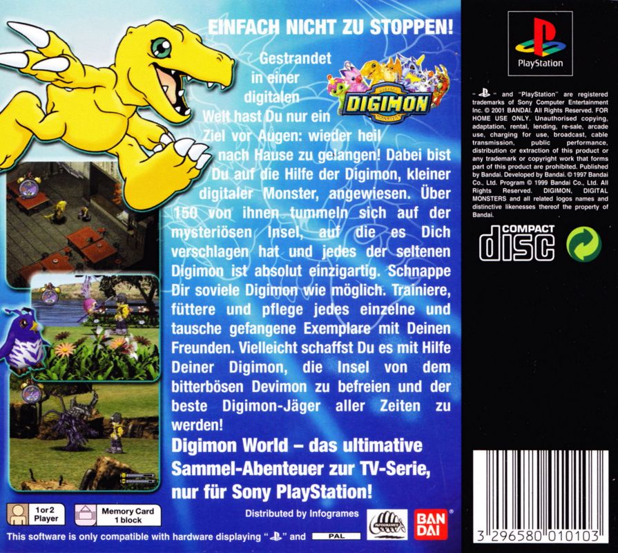 Back Cover for Digimon World (PlayStation)