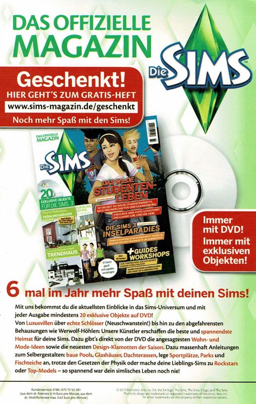 Advertisement for The Sims 3: Island Paradise (Limited Edition) (Macintosh and Windows): Front
