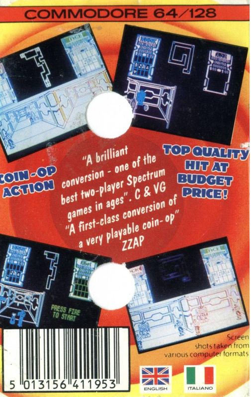 Back Cover for Xybots (Commodore 64)