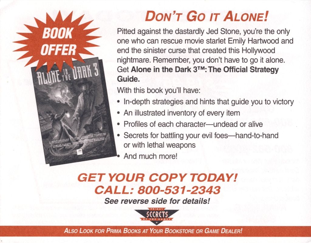 Advertisement for Alone in the Dark 3 (DOS): Strategy Guide - Back