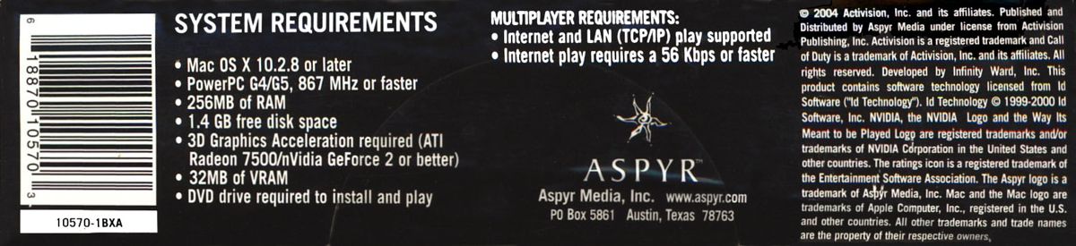 Spine/Sides for Call of Duty (Macintosh): Bottom