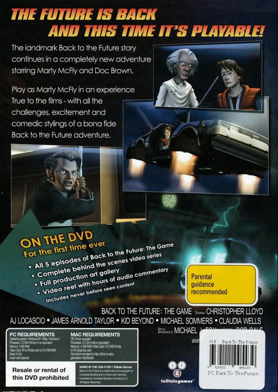 Back Cover for Back to the Future: The Game (Macintosh and Windows) (Import)