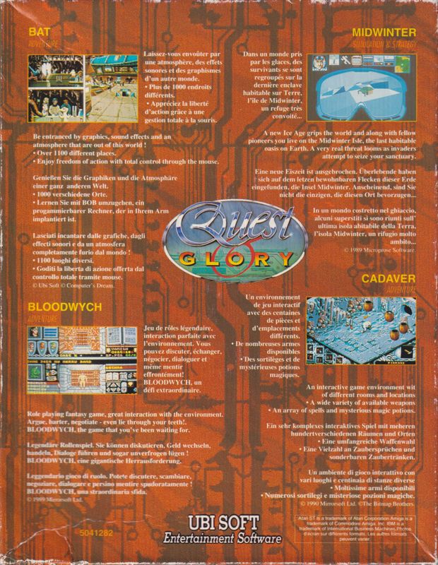 Back Cover for Quest & Glory (Amiga)