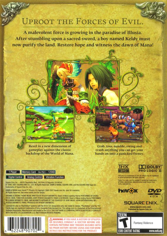 Back Cover for Dawn of Mana (PlayStation 2)