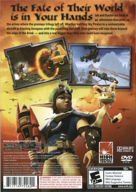 Back Cover for Jak and Daxter: The Lost Frontier (PlayStation 2)